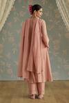 Shop_Kritika Dawar_Pink Chanderi, Cotton Embroidery Round Neck Sairah Kota Hand Kurta Set _at_Aza_Fashions