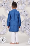 Shop_LA Dee DA_Blue Bemberg, Silk, Cotton Embroidery Royal Wings And Bird Bundi Set _at_Aza_Fashions