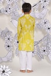 Shop_LA Dee DA_Yellow Muslin, Cotton Embroidery Safari Animal Print Kurta Set _at_Aza_Fashions