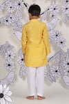 Shop_LA Dee DA_Yellow Chanderi, Cotton Embroidery Sunshine Spark Geometric Print Kurta Set _at_Aza_Fashions