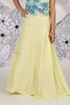 Buy_LA Dee DA_Yellow Silk, Organza, Bamboo 3d Mermaid Bloom Blouse Lehenga Set _Online_at_Aza_Fashions