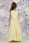 Shop_LA Dee DA_Yellow Silk, Organza, Bamboo 3d Mermaid Bloom Blouse Lehenga Set _at_Aza_Fashions