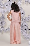 Shop_LA Dee DA_Peach Silk, Organza Pearls, Sequins Embroidered Jacket Palazzo Set _at_Aza_Fashions