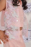 Buy_LA Dee DA_Peach Silk, Organza Pearls, Sequins Embroidered Jacket Palazzo Set _Online_at_Aza_Fashions