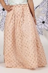 Buy_LA Dee DA_Blue Chanderi, Silk Pearls, Zari Bee Embroidered Top With Skirt _Online_at_Aza_Fashions