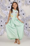 Buy_LA Dee DA_Mint Silk, Organza Embroidery 3d Floral Jumpsuit _at_Aza_Fashions