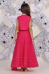 Shop_LA Dee DA_Pink Bemberg, Silk, Organza Pearls, Embroidery 3d Leaf Top With Skirt _at_Aza_Fashions