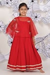 Buy_LA Dee DA_Red Bemberg, Silk Pearls, Sequins Dress With Dragonfly Cape _at_Aza_Fashions
