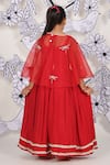 Shop_LA Dee DA_Red Bemberg, Silk Pearls, Sequins Dress With Dragonfly Cape _at_Aza_Fashions