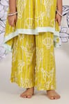 LA Dee DA_Yellow Muslin, Cotton Gota Patti Safari Print Kurta And Pant Set _Online_at_Aza_Fashions