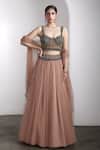 Buy_Rocky Star_Pink Net Sequins Sweetheart Neck Embellished Blouse And Lehenga Set _at_Aza_Fashions