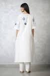 Shop_Nachiket Barve_Ivory Chanderi, Tussar Applique Round Neck Nova Cutwork Kurta And Pant Set _at_Aza_Fashions