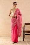 Buy_Nero India_Pink Chanderi Gota Patti Stripe Saree _at_Aza_Fashions