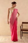 Shop_Nero India_Pink Chanderi Gota Patti Stripe Saree _at_Aza_Fashions