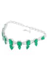 Shop_Isharya_Green Emerald Celestial Luxe Rhodium Plated Choker Necklace _at_Aza_Fashions
