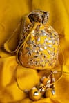 Buy Preeti S Kapoor Yellow Gota Patti, Tassels Embroidered Potli Bag at Aza Fashions Buy_Preeti S Kapoor_Yellow Gota Patti, Tassels Embroidered Potli Bag _at_Aza_Fashions