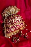 Buy_Preeti S Kapoor_Purple Gota Patti, Tassels Embroidered Potli Bag _at_Aza_Fashions