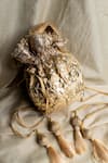 Buy_Preeti S Kapoor_Beige Gota Patti, Tassels Embroidered Potli Bag _at_Aza_Fashions