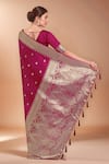 Shop_Samyukta Singhania_Pink Tassels, Zari V-neck Woven Banarasi Silk Saree With Blouse _at_Aza_Fashions
