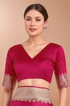 Buy_Samyukta Singhania_Pink Tassels, Zari V-neck Woven Banarasi Silk Saree With Blouse 