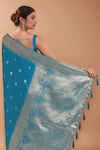 Shop_Samyukta Singhania_Blue Zari Sweetheart Neck Woven Banarasi Silk Saree With Blouse _Online_at_Aza_Fashions