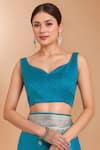 Samyukta Singhania_Blue Zari Sweetheart Neck Woven Banarasi Silk Saree With Blouse _at_Aza_Fashions