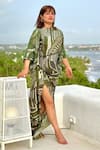 Nirmooha_Multi Color Muslin, Cotton Beads High Embroidered Sleeves Elegance Maxi Dress _at_Aza_Fashions