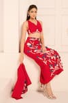 Shop_Nirmooha_Red Cotton Embroidery Open Neck Flower Jacket _Online_at_Aza_Fashions