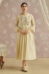 Buy_Kritika Dawar_Sairah Embroidered A-Line Kurta With Pant _at_Aza_Fashions