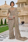 Buy_Tarun Tahiliani_Kashida Embroidered Saree With Blouse _at_Aza_Fashions