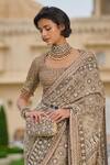 Tarun Tahiliani_Kashida Embroidered Saree With Blouse _Online_at_Aza_Fashions
