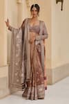 Tarun Tahiliani_Bidri Kanjivaram Saree With Blouse _Online_at_Aza_Fashions