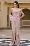 Buy_Tarun Tahiliani_Floral Fishtail Skirt & Corset _at_Aza_Fashions