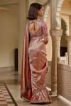 Shop_Tarun Tahiliani_Red Brocade Embroidery Round Neck Crystal Detailed Saree With Blouse _at_Aza_Fashions