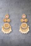 Buy_Auraa Trends_Gold Plated Pearls, Stones Floral Design Earrings _at_Aza_Fashions
