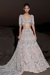 Buy Panihari Gray Silk, Velvet, Organza Sequins, Scallop Embroidered Bridal Lehenga Set at Aza Fashions Buy_Panihari_Gray Silk, Velvet, Organza Sequins, Scallop Embroidered Bridal Lehenga Set _at_Aza_Fashions