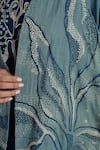 Rias Jaipur_Blue Cotton Embroidery Round Neck Indigo Floral Pattern Overlay _Online_at_Aza_Fashions