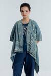 Buy_Rias Jaipur_Blue Cotton Embroidery Round Neck Indigo Floral Pattern Overlay _at_Aza_Fashions