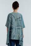 Shop_Rias Jaipur_Blue Cotton Embroidery Round Neck Indigo Floral Pattern Overlay _at_Aza_Fashions
