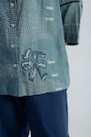 Buy_Rias Jaipur_Blue Cotton Embroidery Mandarin Collar Indigo Sky Abstract Pattern Shirt _Online_at_Aza_Fashions