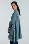 Buy_Rias Jaipur_Blue Cotton Embroidery, Beads Mandarin Collar Indigo Flared Kurta And Pant Set _Online_at_Aza_Fashions
