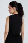 Shop_Rias Jaipur_Black Cotton Embroidery V-neck Fayra Waistcoat _at_Aza_Fashions