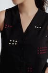 Rias Jaipur_Black Cotton Embroidery V-neck Fayra Waistcoat _Online_at_Aza_Fashions