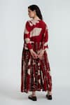Shop_Rias Jaipur_Red Cotton Round Neck Madder Printed Jacket With Dress _at_Aza_Fashions
