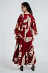 Shop_Rias Jaipur_Red Handloom Cotton Embroidery V-neck Madder Bell Sleeve Printed Dress _at_Aza_Fashions