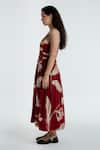 Rias Jaipur_Red Cotton V-neck Madder Heart Printed Dress _Online_at_Aza_Fashions