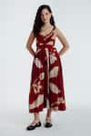 Buy_Rias Jaipur_Red Cotton V-neck Madder Heart Printed Dress _at_Aza_Fashions