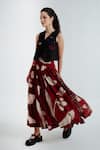 Shop_Rias Jaipur_Black Cotton Embroidery, Cut Work V-neck Madder Waistcoat With Skirt _at_Aza_Fashions