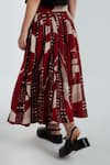 Rias Jaipur_Black Cotton Embroidery, Cut Work V-neck Madder Waistcoat With Skirt _at_Aza_Fashions