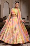 Pomcha Jaipur_Multi Color Georgette Sequins, Zari Round Radha Multicolor Leheriya Lehenga Set _Online_at_Aza_Fashions